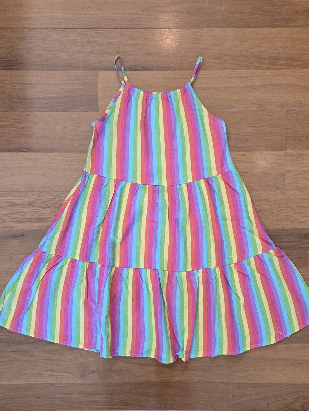 Girls Rainbow Striped Sundress - Bright Multicolor